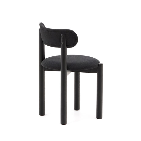 Nebai Stuhl mit schwarzer Chenille und Gestell aus massivem Eichenholz mit schwarzem Finis - ZEN ZONE Furniture