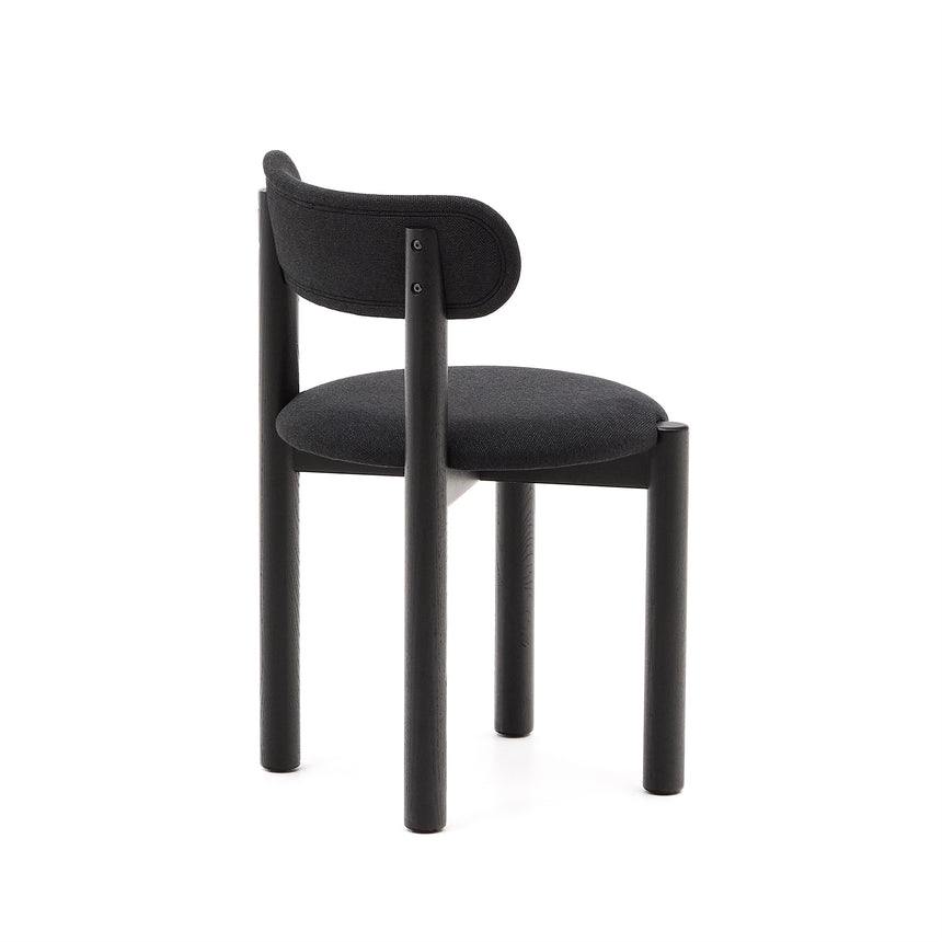 Nebai Stuhl mit schwarzer Chenille und Gestell aus massivem Eichenholz mit schwarzem Finis - ZEN ZONE Furniture