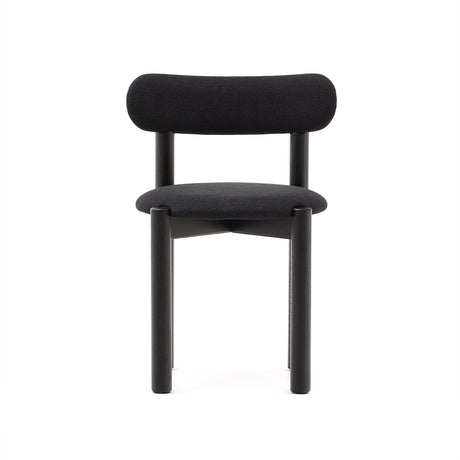 Nebai Stuhl mit schwarzer Chenille und Gestell aus massivem Eichenholz mit schwarzem Finis - ZEN ZONE Furniture