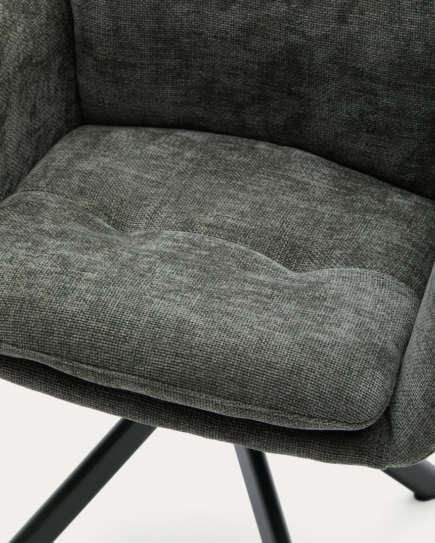 Drehstuhl Lexa aus grüner Chenille und Stahlbeinen mit grünem Finish - ZEN ZONE Furniture