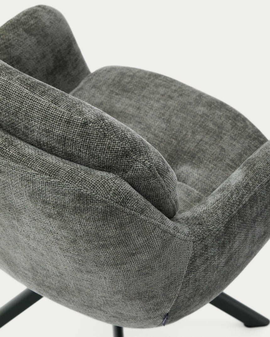 Drehstuhl Lexa aus grüner Chenille und Stahlbeinen mit grünem Finish - ZEN ZONE Furniture