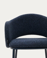 Maina Hocker aus blauem Chenille und Stahlbeinen mit blauem Finish FSC Mix Credit 65 cm - ZEN ZONE Furniture