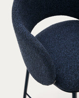 Maina Hocker aus blauem Chenille und Stahlbeinen mit blauem Finish FSC Mix Credit 65 cm - ZEN ZONE Furniture