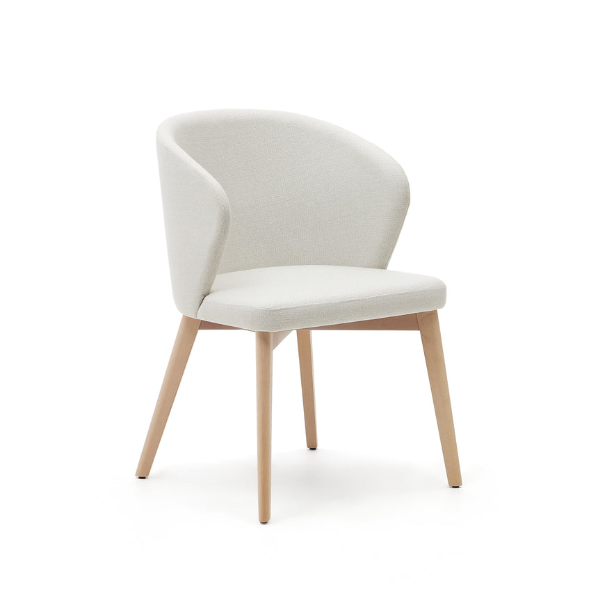 Darice Stuhl aus beigefarbener Chenille und massivem Buchenholz 100% FSC mit naturfarbenem - ZEN ZONE Furniture