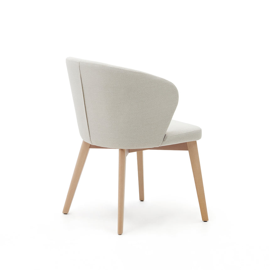 Darice Stuhl aus beigefarbener Chenille und massivem Buchenholz 100% FSC mit naturfarbenem - ZEN ZONE Furniture