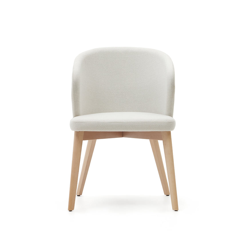 Darice Stuhl aus beigefarbener Chenille und massivem Buchenholz 100% FSC mit naturfarbenem - ZEN ZONE Furniture