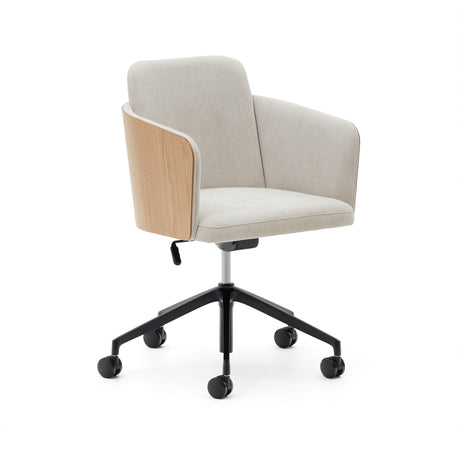Madai Schreibtischstuhl beige Chenille und Eschenfurnier natürliches Finish FSC Mix Credit - ZEN ZONE Furniture