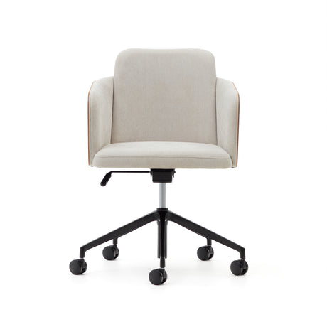 Madai Schreibtischstuhl beige Chenille und Eschenfurnier natürliches Finish FSC Mix Credit - ZEN ZONE Furniture