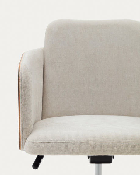 Madai Schreibtischstuhl beige Chenille und Eschenfurnier natürliches Finish FSC Mix Credit - ZEN ZONE Furniture