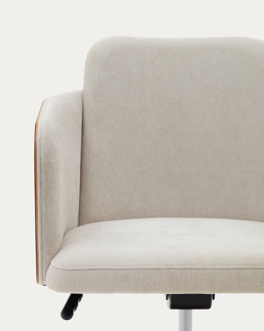 Madai Schreibtischstuhl beige Chenille und Eschenfurnier natürliches Finish FSC Mix Credit - ZEN ZONE Furniture