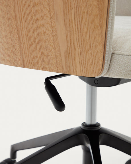 Madai Schreibtischstuhl beige Chenille und Eschenfurnier natürliches Finish FSC Mix Credit - ZEN ZONE Furniture