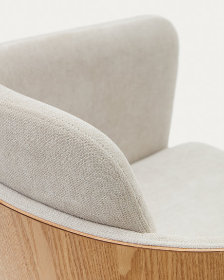 Madai Schreibtischstuhl beige Chenille und Eschenfurnier natürliches Finish FSC Mix Credit - ZEN ZONE Furniture