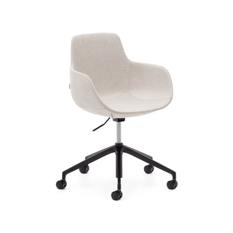 Tissiana Schreibtischstuhl in Beige und Aluminium mit mattschwarzer Oberfläche - ZEN ZONE Furniture
