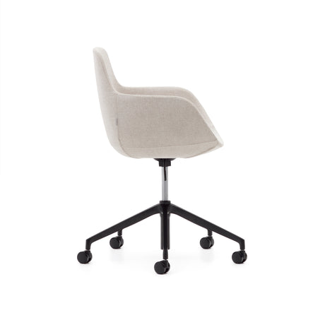 Tissiana Schreibtischstuhl in Beige und Aluminium mit mattschwarzer Oberfläche - ZEN ZONE Furniture