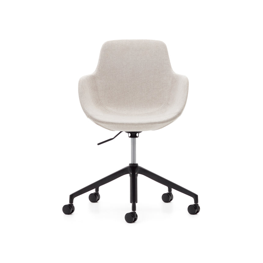 Tissiana Schreibtischstuhl in Beige und Aluminium mit mattschwarzer Oberfläche - ZEN ZONE Furniture