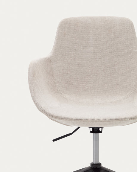 Tissiana Schreibtischstuhl in Beige und Aluminium mit mattschwarzer Oberfläche - ZEN ZONE Furniture