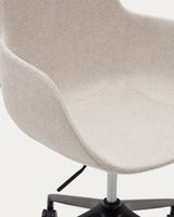 Tissiana Schreibtischstuhl in Beige und Aluminium mit mattschwarzer Oberfläche - ZEN ZONE Furniture