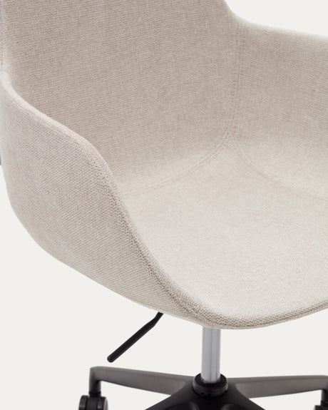 Tissiana Schreibtischstuhl in Beige und Aluminium mit mattschwarzer Oberfläche - ZEN ZONE Furniture