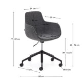Tissiana Schreibtischstuhl Dunkelgrau und Aluminium mit mattschwarzer Oberfläche - ZEN ZONE Furniture