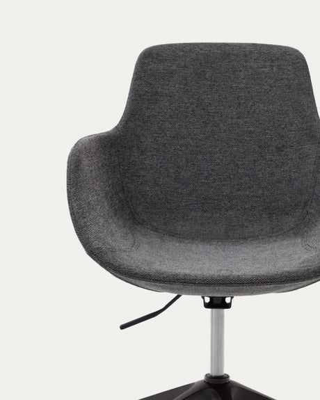 Tissiana Schreibtischstuhl Dunkelgrau und Aluminium mit mattschwarzer Oberfläche - ZEN ZONE Furniture
