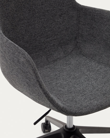 Tissiana Schreibtischstuhl Dunkelgrau und Aluminium mit mattschwarzer Oberfläche - ZEN ZONE Furniture