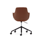 Tissiana Schreibtischstuhl aus braunem Kunstleder und Aluminium mit mattschwarzer Oberfläche - ZEN ZONE Furniture