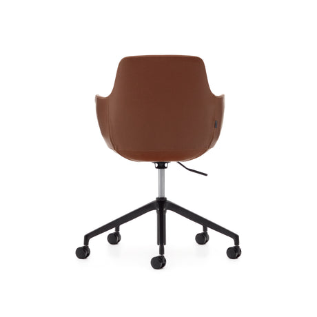 Tissiana Schreibtischstuhl aus braunem Kunstleder und Aluminium mit mattschwarzer Oberfläche - ZEN ZONE Furniture
