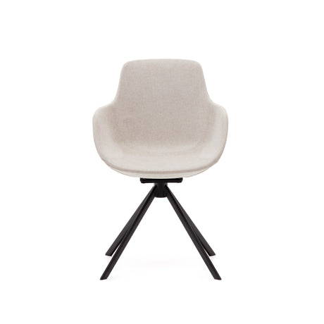 Tissiana rückdrehender Drehstuhl beige Chenille und mattschwarzer Stahl - ZEN ZONE Furniture
