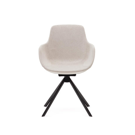 Tissiana rückdrehender Drehstuhl beige Chenille und mattschwarzer Stahl - ZEN ZONE