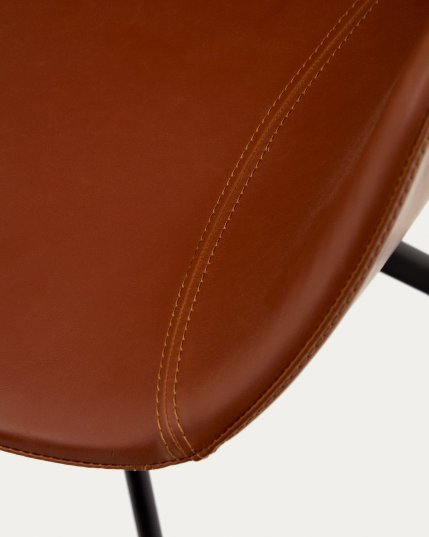 Tissiana rückdrehender Drehstuhl Kunstleder Braun Stahl mattschwarz - ZEN ZONE Furniture
