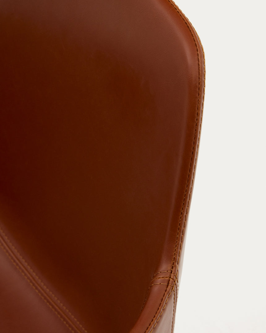 Tissiana rückdrehender Drehstuhl Kunstleder Braun Stahl mattschwarz - ZEN ZONE Furniture