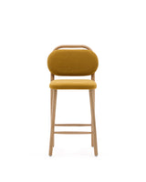 Helda Hocker aus senfgelber Chenille und massivem Eichenholz FSC Mix Credit 65 cm - ZEN ZONE Furniture