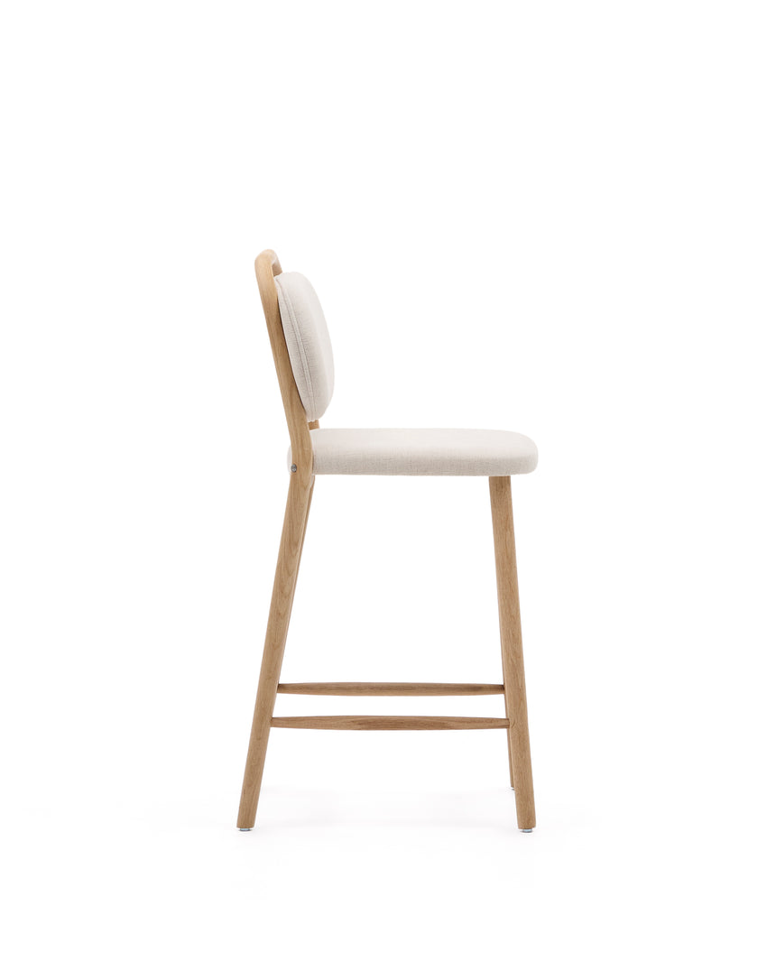 Helda SHocker aus beiger Chenille und massivem Eichenholz FSC Mix Credit 65 cm - ZEN ZONE Furniture