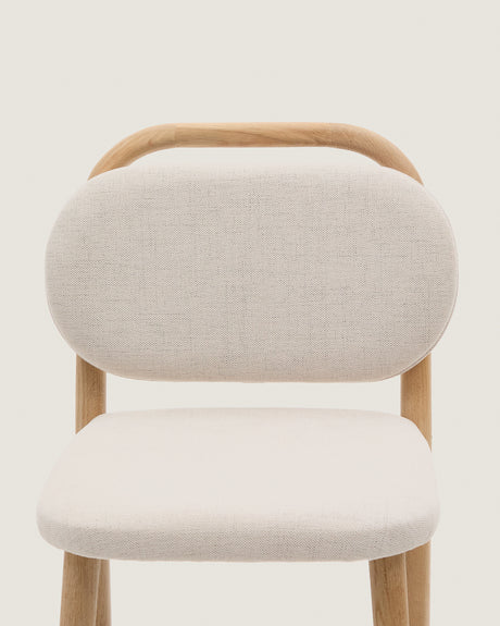 Helda SHocker aus beiger Chenille und massivem Eichenholz FSC Mix Credit 65 cm - ZEN ZONE Furniture