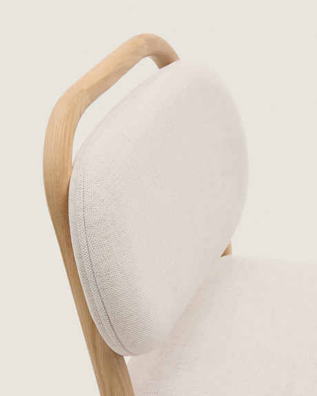 Helda SHocker aus beiger Chenille und massivem Eichenholz FSC Mix Credit 65 cm - ZEN ZONE Furniture