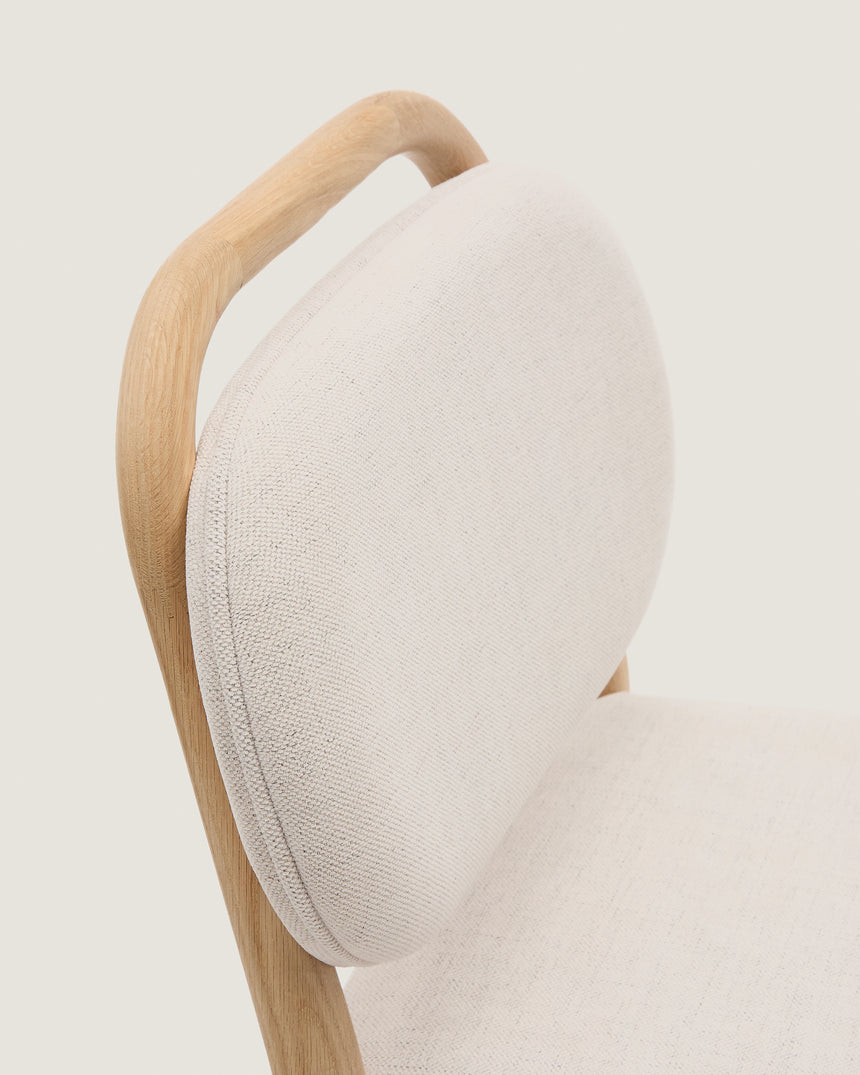 Helda SHocker aus beiger Chenille und massivem Eichenholz FSC Mix Credit 65 cm - ZEN ZONE Furniture