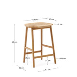 Enit Hocker aus Papierseil in Beige und massivem Eichenholz mit natürlichem Finish 65cm FSC Mix Credit - ZEN ZONE Furniture