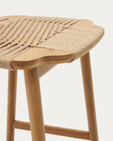 Enit Hocker aus Papierseil in Beige und massivem Eichenholz mit natürlichem Finish 65cm FSC Mix Credit - ZEN ZONE Furniture