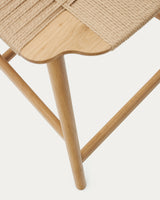 Enit Hocker aus Papierseil in Beige und massivem Eichenholz mit natürlichem Finish 65cm FSC Mix Credit - ZEN ZONE Furniture