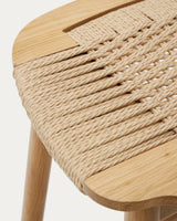 Enit Hocker aus Papierseil in Beige und massivem Eichenholz mit natürlichem Finish 65cm FSC Mix Credit - ZEN ZONE Furniture
