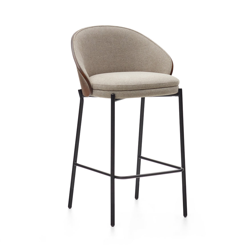 Eamy Hocker braun Eschenfurnier mit Wenge-Finish und Metall in Schwarz Höhe 65 cm - ZEN ZONE Furniture