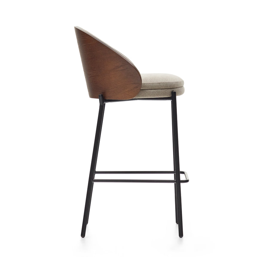 Eamy Hocker braun Eschenfurnier mit Wenge-Finish und Metall in Schwarz Höhe 65 cm - ZEN ZONE Furniture
