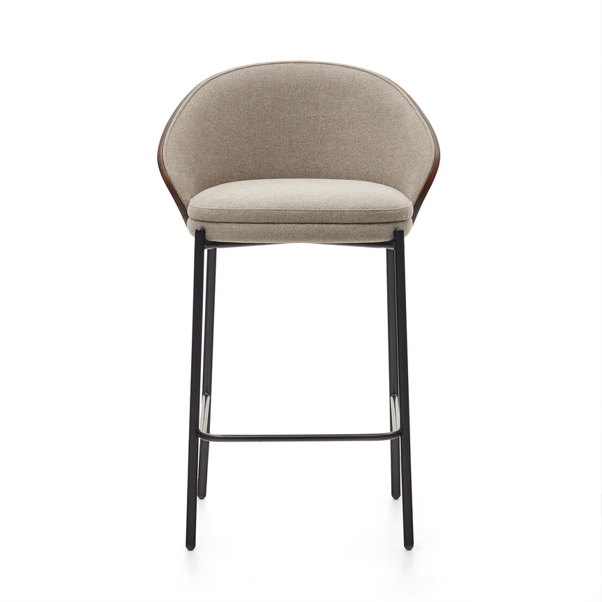 Eamy Hocker braun Eschenfurnier mit Wenge-Finish und Metall in Schwarz Höhe 65 cm - ZEN ZONE Furniture