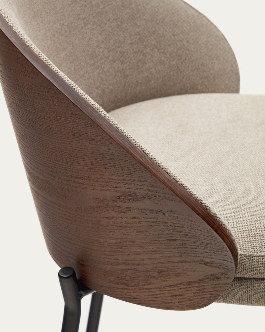 Eamy Hocker braun Eschenfurnier mit Wenge-Finish und Metall in Schwarz Höhe 65 cm - ZEN ZONE Furniture