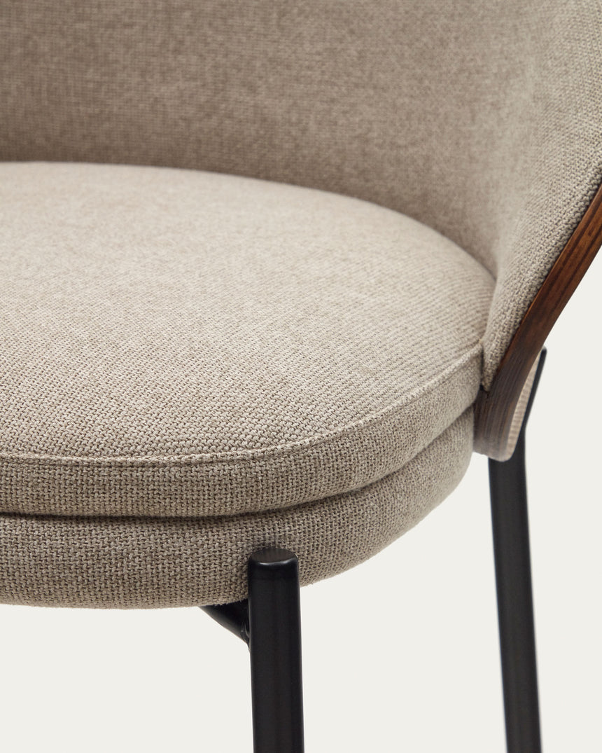 Eamy Hocker braun Eschenfurnier mit Wenge-Finish und Metall in Schwarz Höhe 65 cm - ZEN ZONE Furniture
