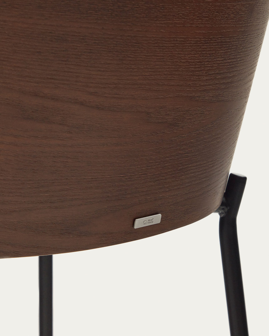 Eamy Hocker braun Eschenfurnier mit Wenge-Finish und Metall in Schwarz Höhe 65 cm - ZEN ZONE Furniture