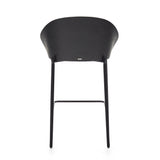 Eamy Hocker hellgraue Chenille  Eschenfurnier mit schwarzem Finish und Metall in Schwarz Höhe 65 cm - ZEN ZONE Furniture