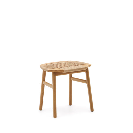 Enit Hocker aus Papierseil in Beige und massivem Eichenholz mit natürlichem Finish 43cm FSC Mix Credit - ZEN ZONE Furniture