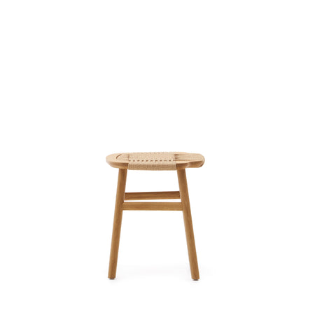 Enit Hocker aus Papierseil in Beige und massivem Eichenholz mit natürlichem Finish 43cm FSC Mix Credit - ZEN ZONE Furniture
