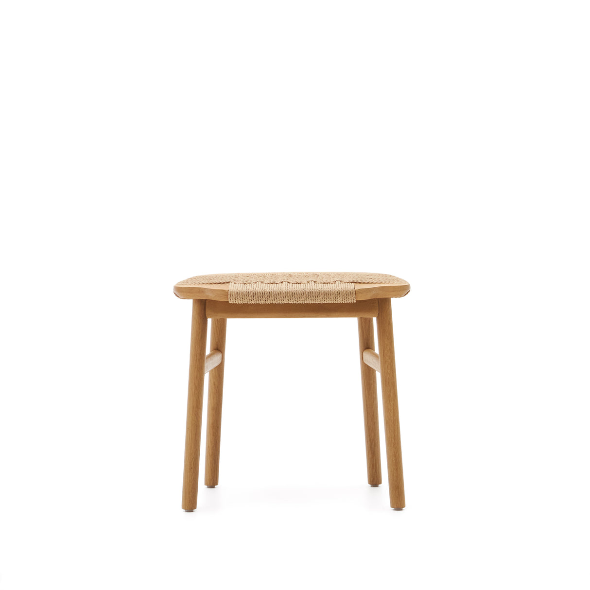 Enit Hocker aus Papierseil in Beige und massivem Eichenholz mit natürlichem Finish 43cm FSC Mix Credit - ZEN ZONE Furniture